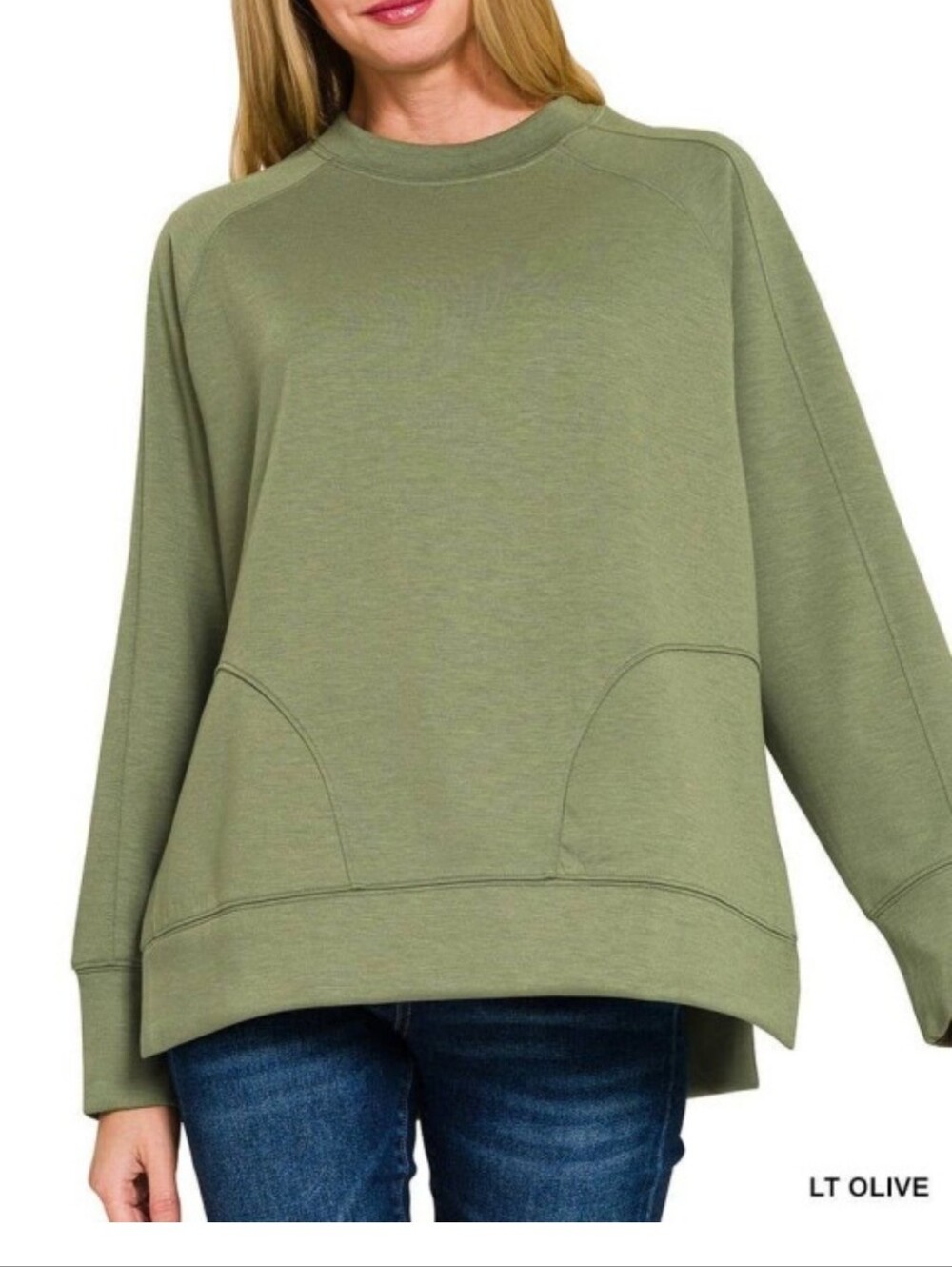 New Zenana Olive Scuba Top